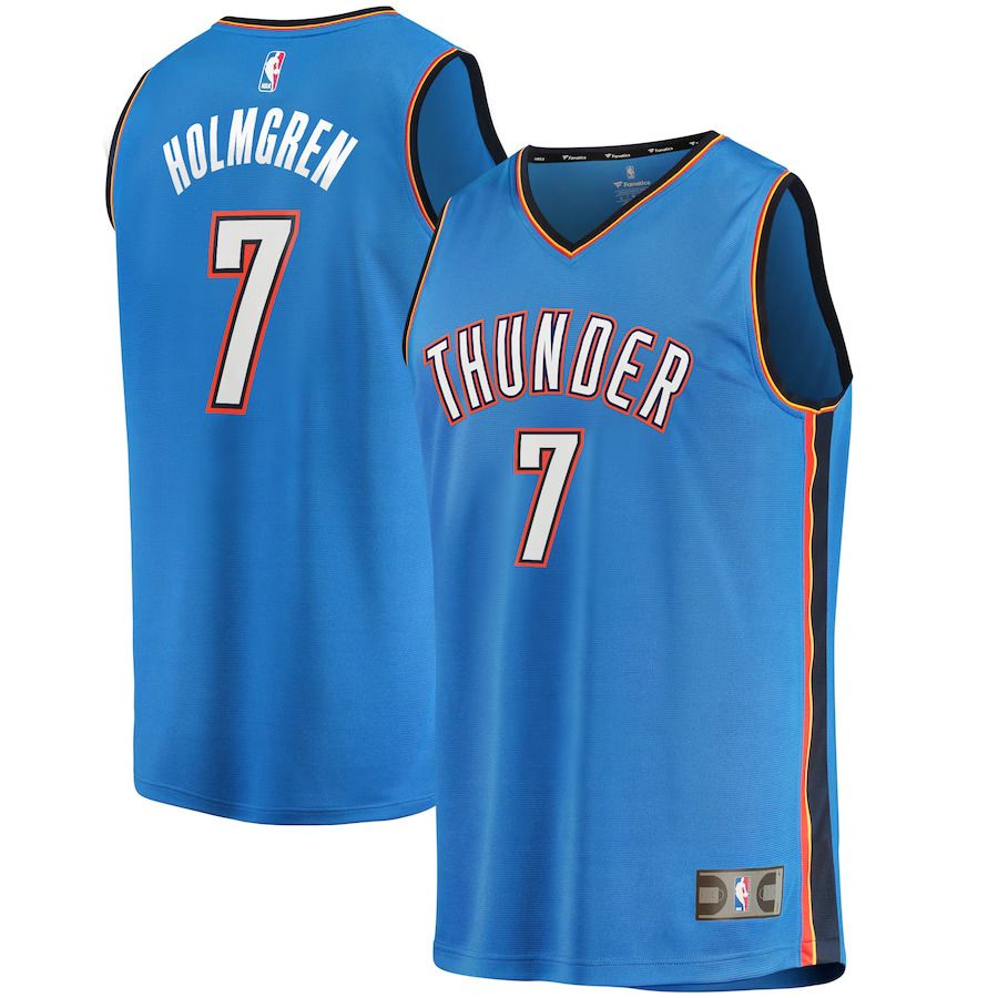 Men Oklahoma City Thunder 7 Chet Holmgren Fanatics Branded Blue 2022 NBA Draft First Round Pick Fast Break Replica Player NBA Jersey